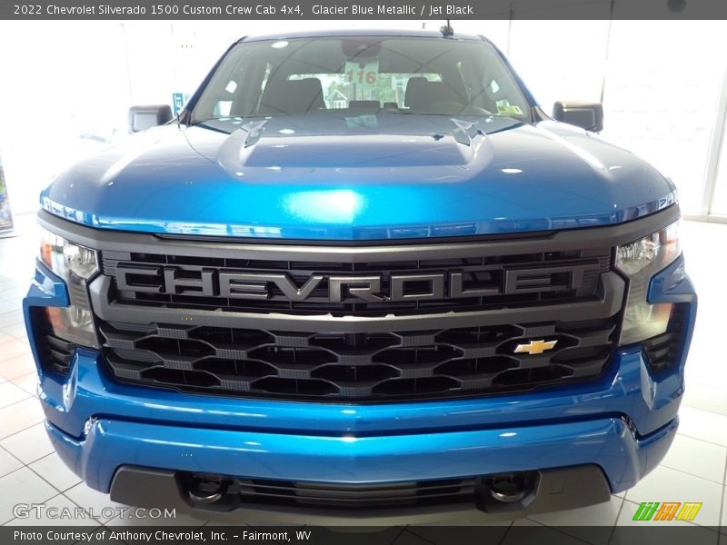 Glacier Blue Metallic / Jet Black 2022 Chevrolet Silverado 1500 Custom Crew Cab 4x4