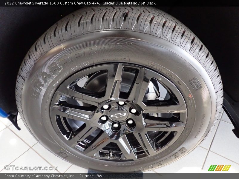 Glacier Blue Metallic / Jet Black 2022 Chevrolet Silverado 1500 Custom Crew Cab 4x4