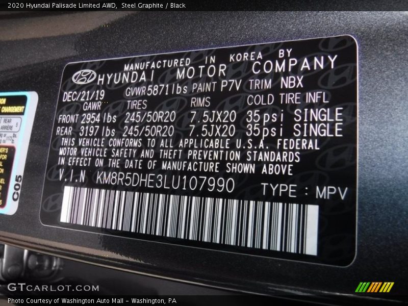Steel Graphite / Black 2020 Hyundai Palisade Limited AWD