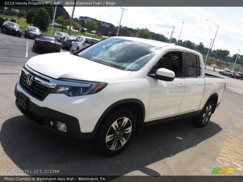 White Diamond Pearl / Beige 2019 Honda Ridgeline RTL AWD