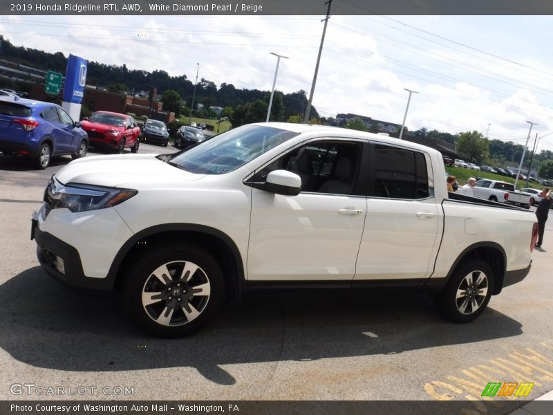 White Diamond Pearl / Beige 2019 Honda Ridgeline RTL AWD