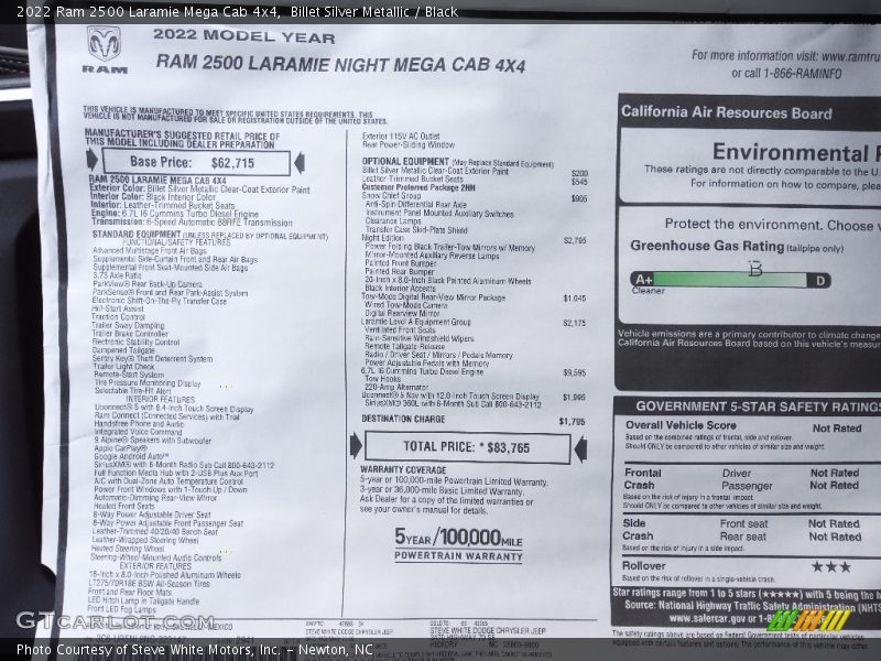 Billet Silver Metallic / Black 2022 Ram 2500 Laramie Mega Cab 4x4