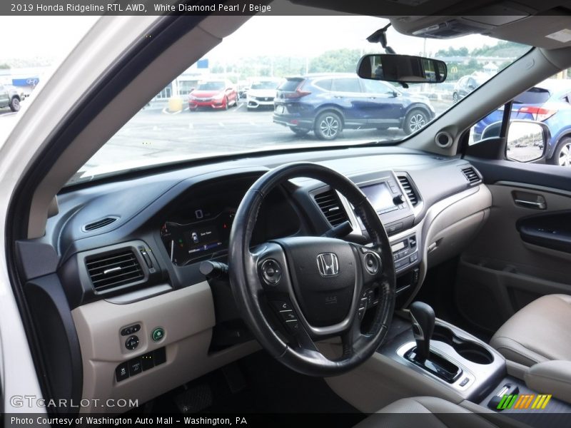 White Diamond Pearl / Beige 2019 Honda Ridgeline RTL AWD