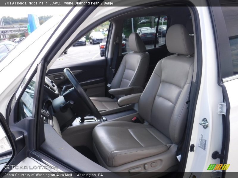 White Diamond Pearl / Beige 2019 Honda Ridgeline RTL AWD