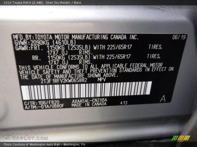 Silver Sky Metallic / Black 2019 Toyota RAV4 LE AWD