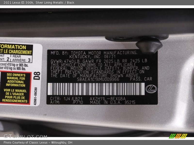 Silver Lining Metallic / Black 2021 Lexus ES 300h