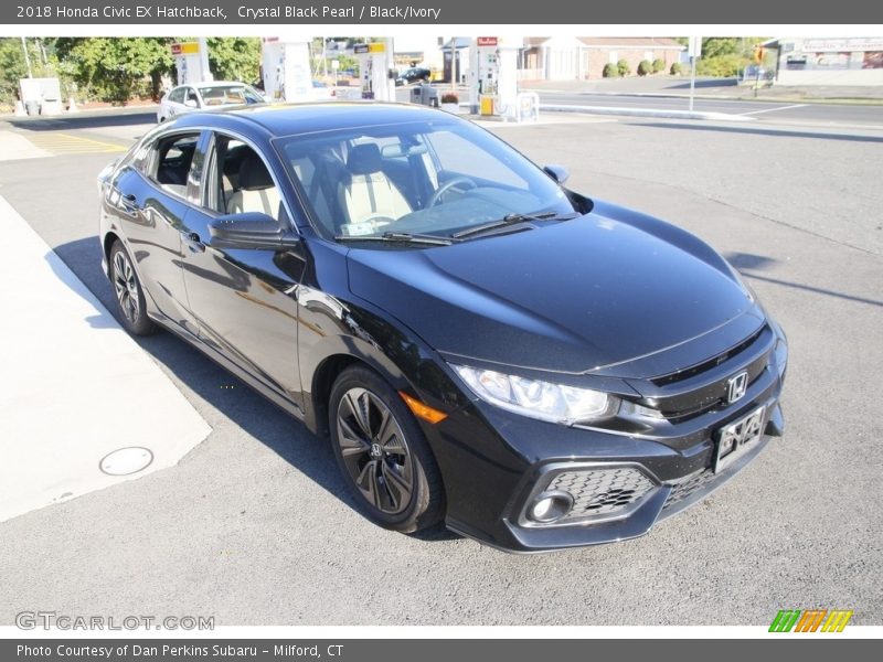 Crystal Black Pearl / Black/Ivory 2018 Honda Civic EX Hatchback