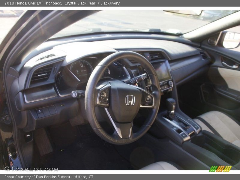 Crystal Black Pearl / Black/Ivory 2018 Honda Civic EX Hatchback