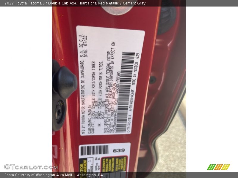 Barcelona Red Metallic / Cement Gray 2022 Toyota Tacoma SR Double Cab 4x4