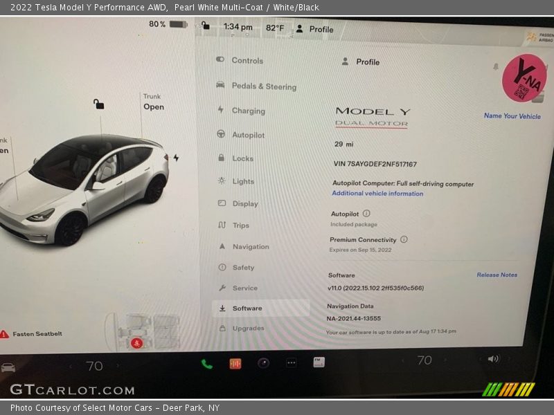 Pearl White Multi-Coat / White/Black 2022 Tesla Model Y Performance AWD
