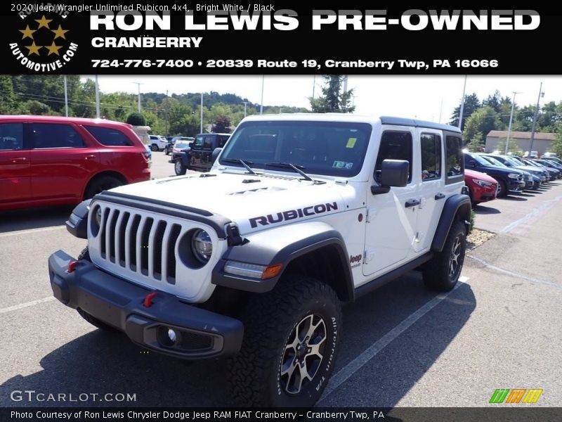 Bright White / Black 2020 Jeep Wrangler Unlimited Rubicon 4x4