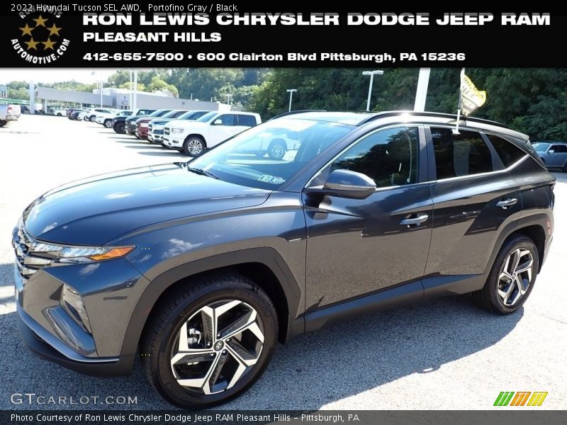 Portofino Gray / Black 2022 Hyundai Tucson SEL AWD