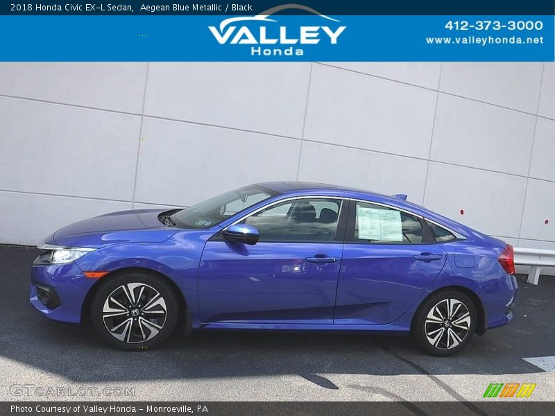 Aegean Blue Metallic / Black 2018 Honda Civic EX-L Sedan