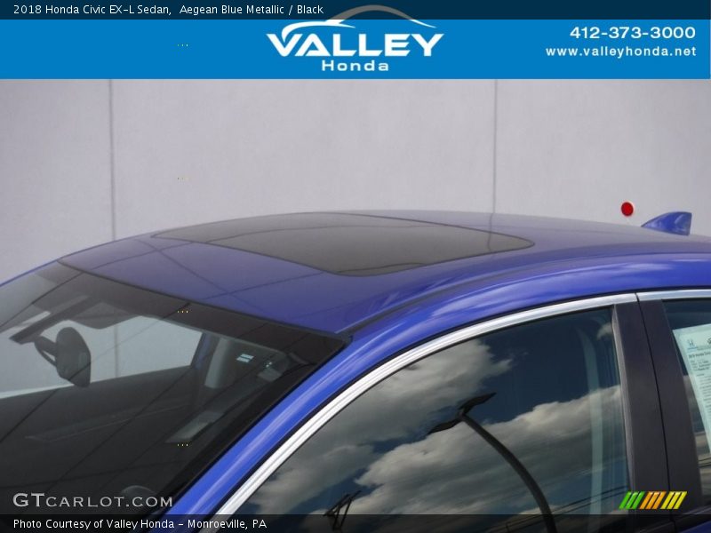 Aegean Blue Metallic / Black 2018 Honda Civic EX-L Sedan
