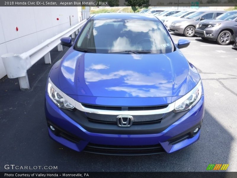 Aegean Blue Metallic / Black 2018 Honda Civic EX-L Sedan