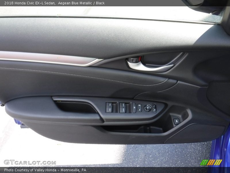 Aegean Blue Metallic / Black 2018 Honda Civic EX-L Sedan