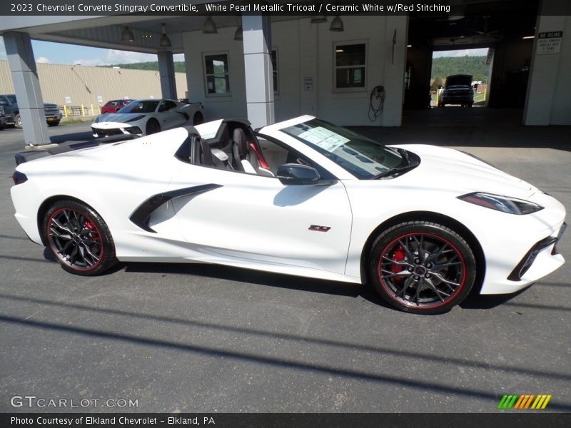 White Pearl Metallic Tricoat / Ceramic White w/Red Stitching 2023 Chevrolet Corvette Stingray Convertible