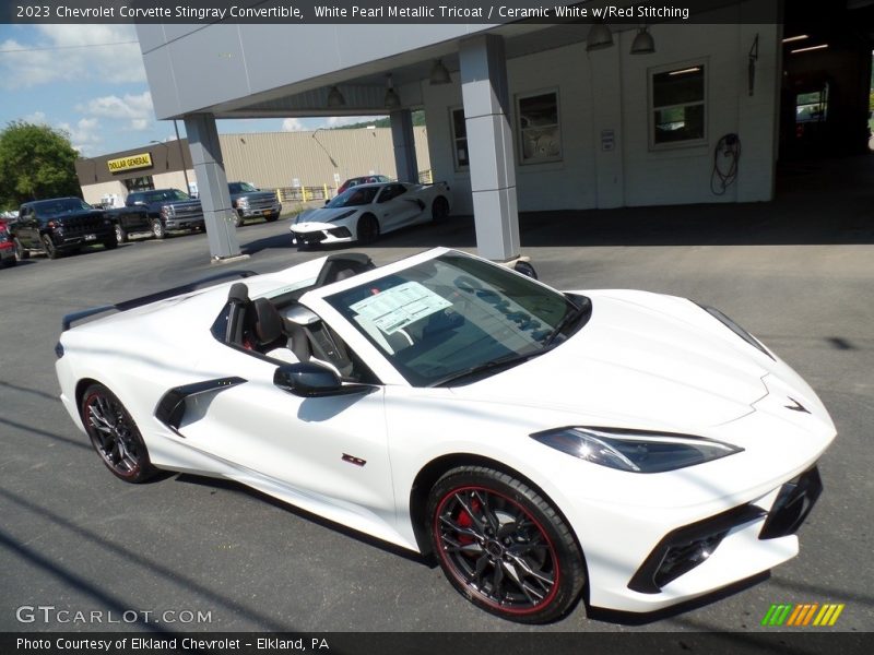 White Pearl Metallic Tricoat / Ceramic White w/Red Stitching 2023 Chevrolet Corvette Stingray Convertible