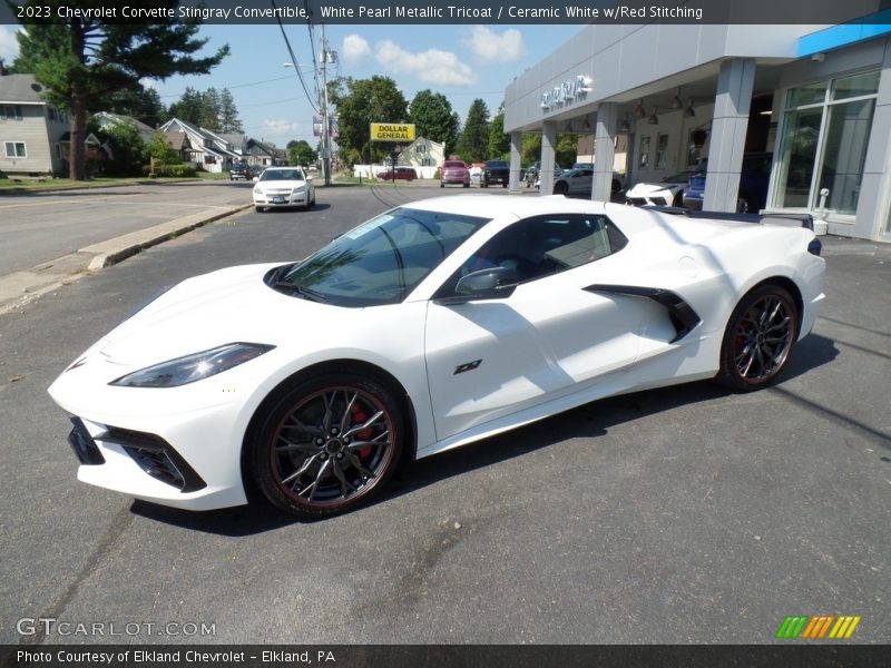 White Pearl Metallic Tricoat / Ceramic White w/Red Stitching 2023 Chevrolet Corvette Stingray Convertible