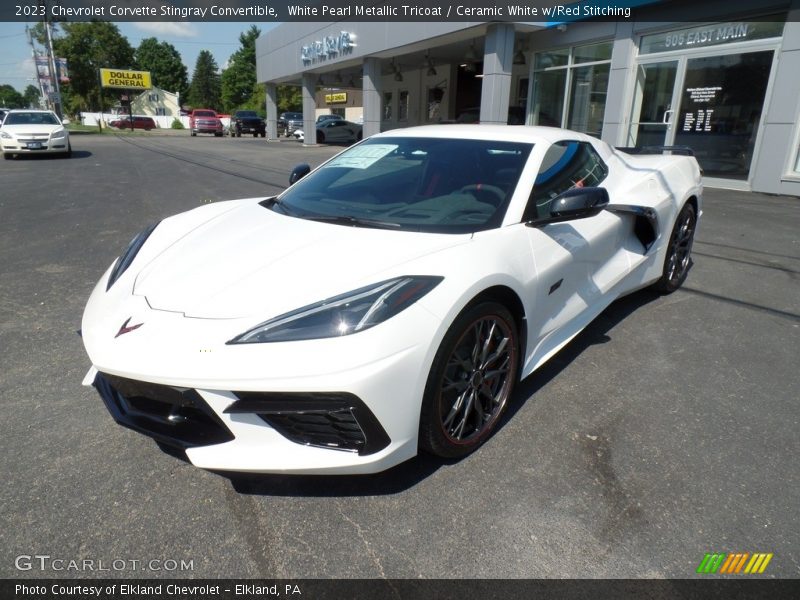 White Pearl Metallic Tricoat / Ceramic White w/Red Stitching 2023 Chevrolet Corvette Stingray Convertible