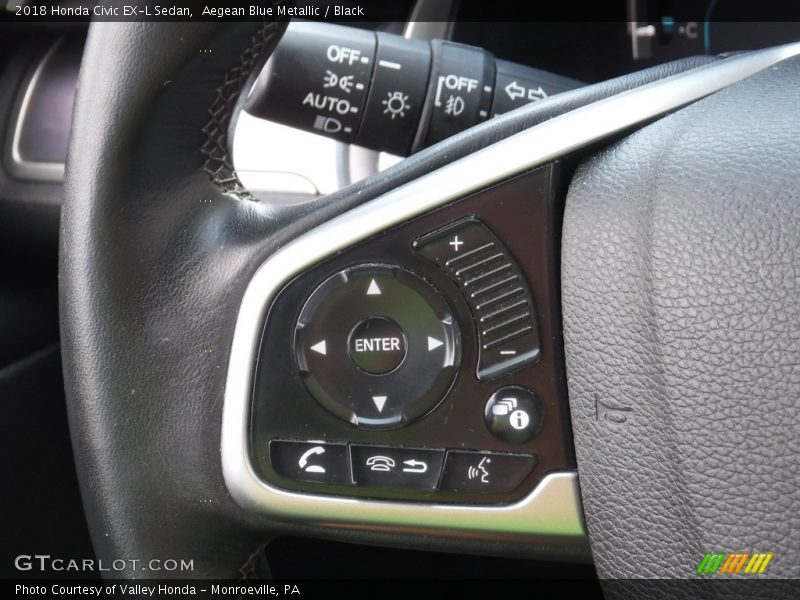 Aegean Blue Metallic / Black 2018 Honda Civic EX-L Sedan