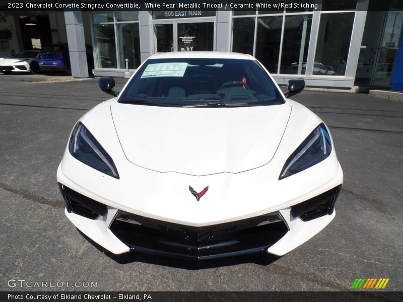 White Pearl Metallic Tricoat / Ceramic White w/Red Stitching 2023 Chevrolet Corvette Stingray Convertible