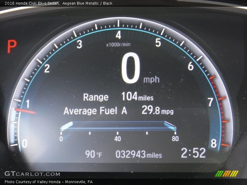 Aegean Blue Metallic / Black 2018 Honda Civic EX-L Sedan