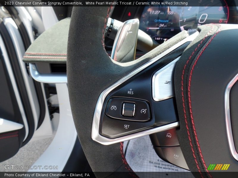White Pearl Metallic Tricoat / Ceramic White w/Red Stitching 2023 Chevrolet Corvette Stingray Convertible