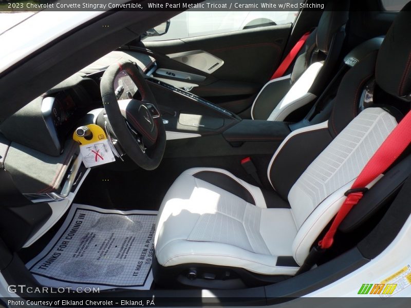 White Pearl Metallic Tricoat / Ceramic White w/Red Stitching 2023 Chevrolet Corvette Stingray Convertible
