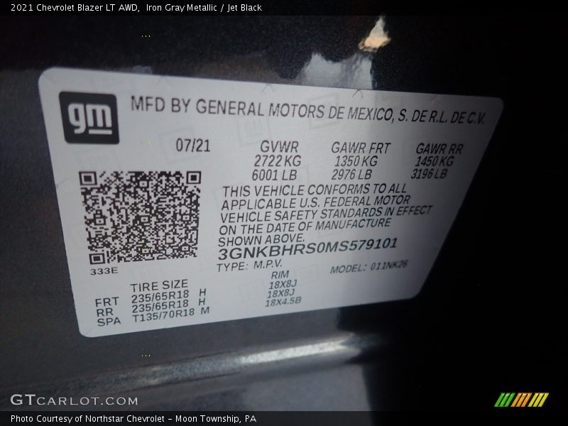 Iron Gray Metallic / Jet Black 2021 Chevrolet Blazer LT AWD