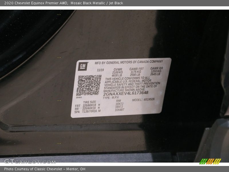 Mosaic Black Metallic / Jet Black 2020 Chevrolet Equinox Premier AWD