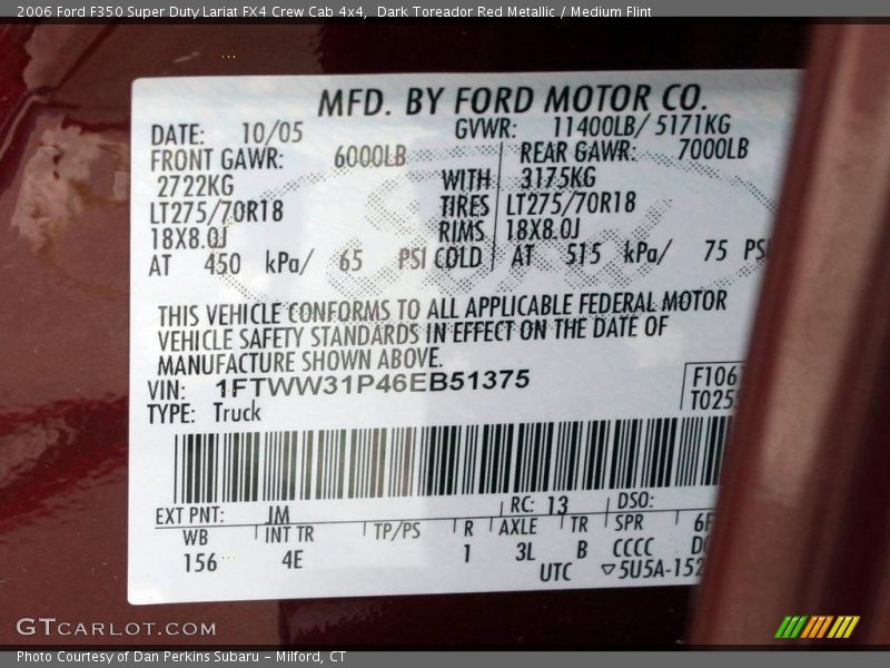 Dark Toreador Red Metallic / Medium Flint 2006 Ford F350 Super Duty Lariat FX4 Crew Cab 4x4