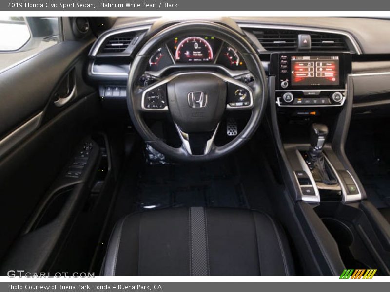 Platinum White Pearl / Black 2019 Honda Civic Sport Sedan
