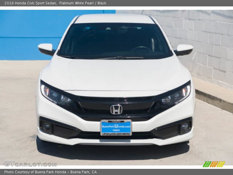 Platinum White Pearl / Black 2019 Honda Civic Sport Sedan