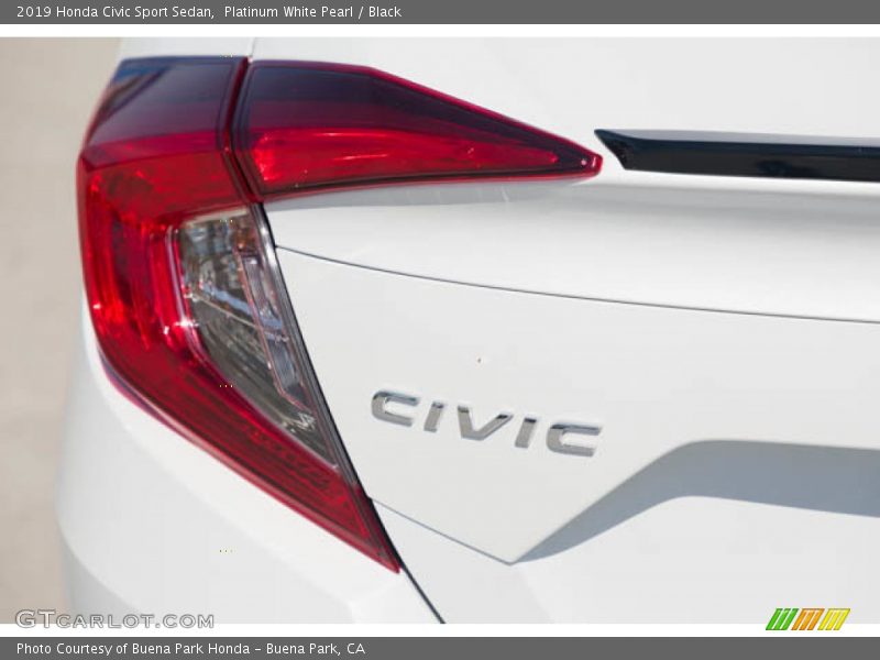 Platinum White Pearl / Black 2019 Honda Civic Sport Sedan