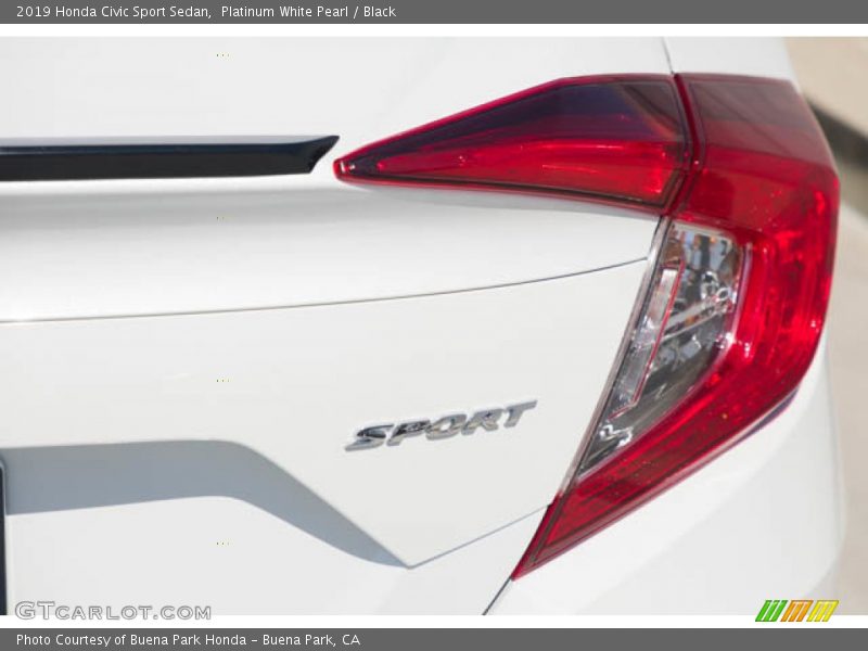 Platinum White Pearl / Black 2019 Honda Civic Sport Sedan