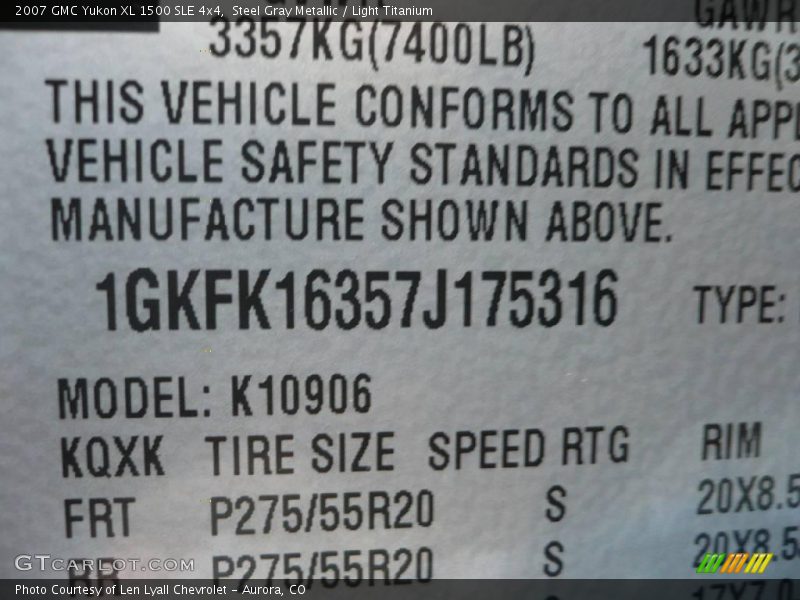 Steel Gray Metallic / Light Titanium 2007 GMC Yukon XL 1500 SLE 4x4