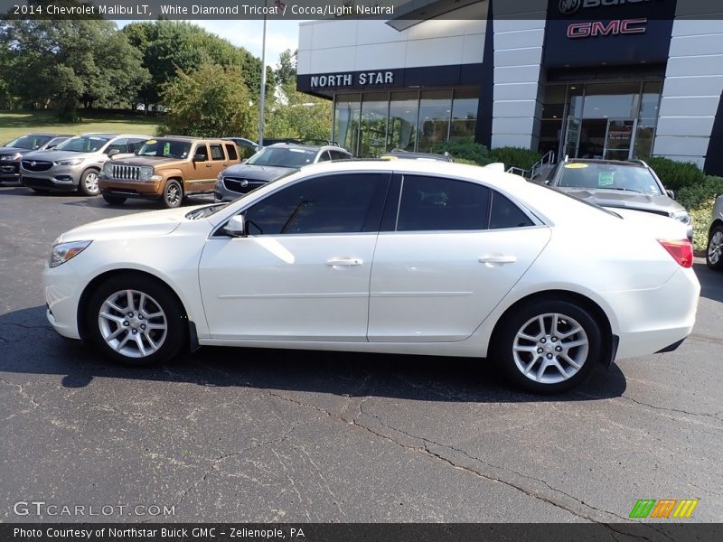 White Diamond Tricoat / Cocoa/Light Neutral 2014 Chevrolet Malibu LT
