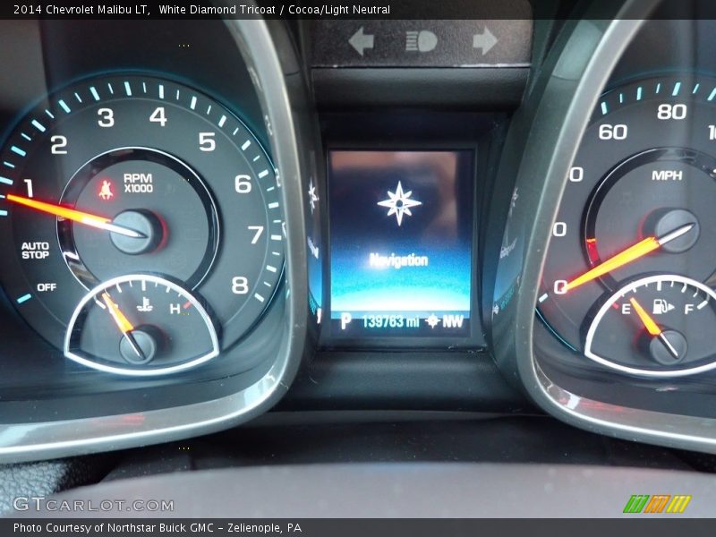 White Diamond Tricoat / Cocoa/Light Neutral 2014 Chevrolet Malibu LT