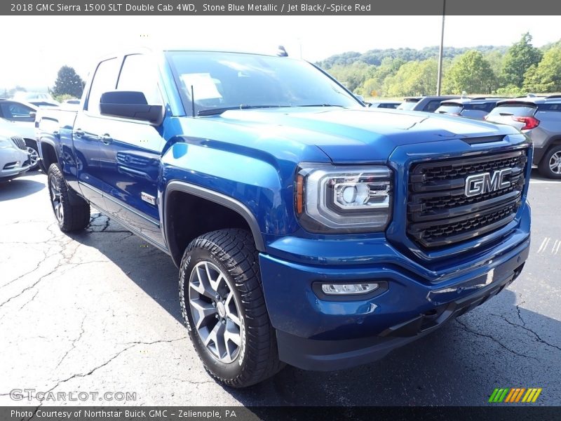 Stone Blue Metallic / Jet Black/­Spice Red 2018 GMC Sierra 1500 SLT Double Cab 4WD