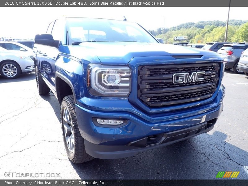 Stone Blue Metallic / Jet Black/­Spice Red 2018 GMC Sierra 1500 SLT Double Cab 4WD