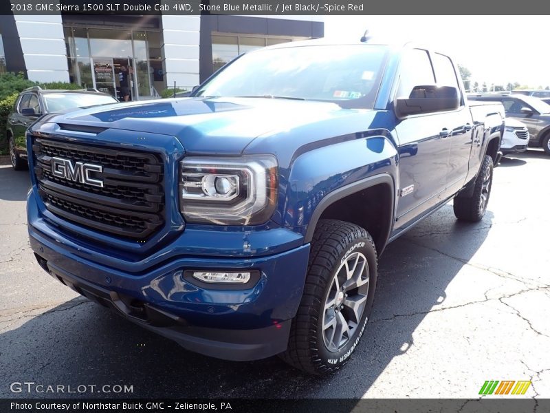 Stone Blue Metallic / Jet Black/­Spice Red 2018 GMC Sierra 1500 SLT Double Cab 4WD