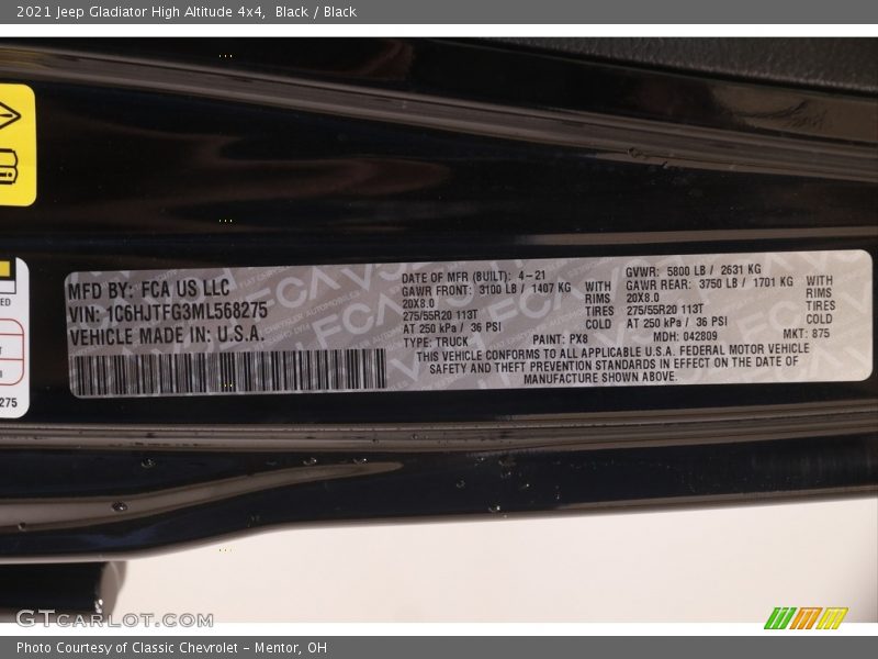 Black / Black 2021 Jeep Gladiator High Altitude 4x4