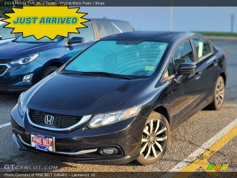 Crystal Black Pearl / Beige 2014 Honda Civic EX-L Sedan