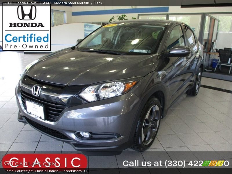 Modern Steel Metallic / Black 2018 Honda HR-V EX AWD