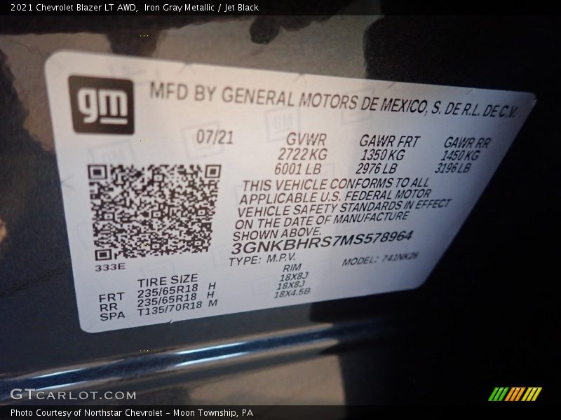 Iron Gray Metallic / Jet Black 2021 Chevrolet Blazer LT AWD