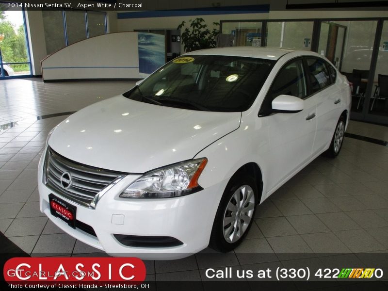 Aspen White / Charcoal 2014 Nissan Sentra SV