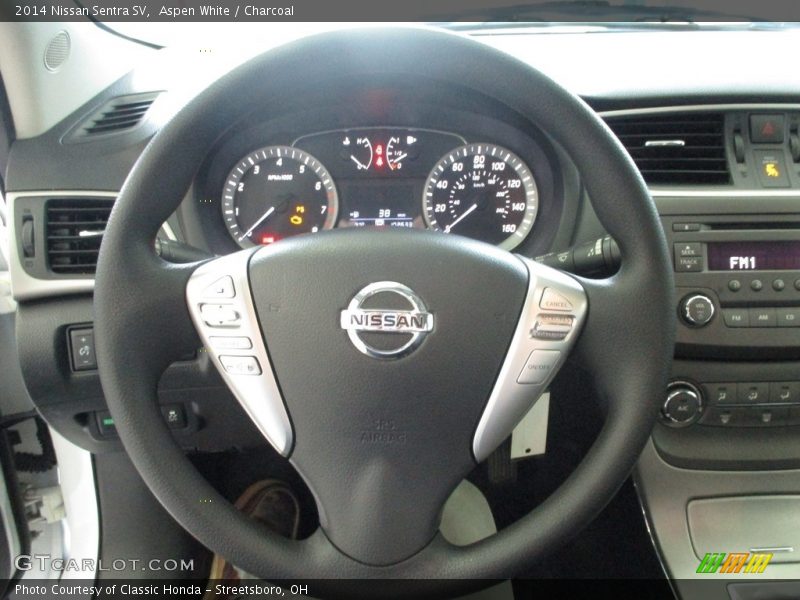 Aspen White / Charcoal 2014 Nissan Sentra SV