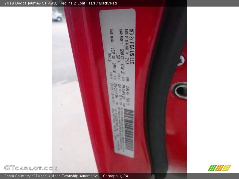 Redline 2 Coat Pearl / Black/Red 2019 Dodge Journey GT AWD