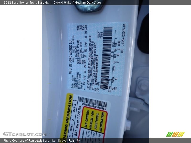 Oxford White / Medium Dark Slate 2022 Ford Bronco Sport Base 4x4